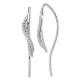 Sterling Silver Rhodium-plated CZ Swirl Polished Threader Earrings